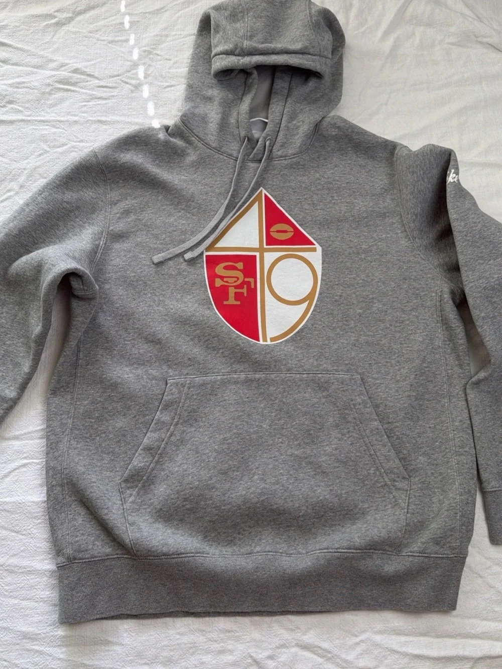 Nike Gray Hoodie with Red & Gold Crest Logo
